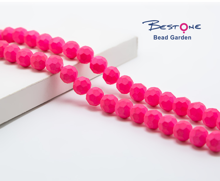 10mm Hot Pink Faceted Round Glass Beads