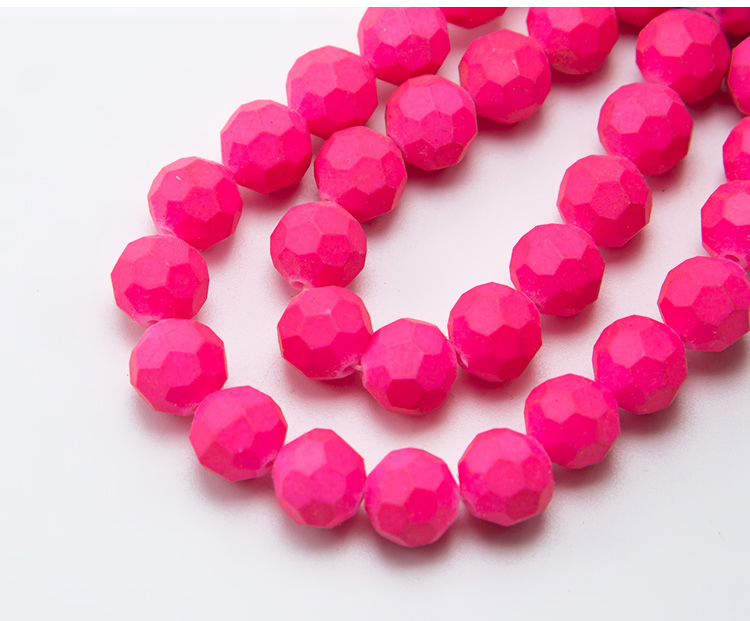 10mm Hot Pink Faceted Round Glass Beads