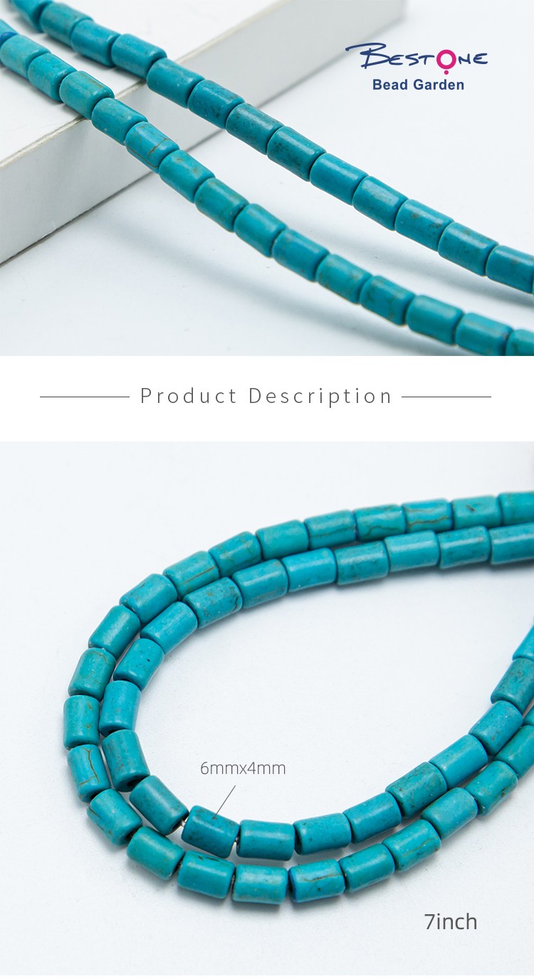 6x4mm Blue Dyed Howlite Tube