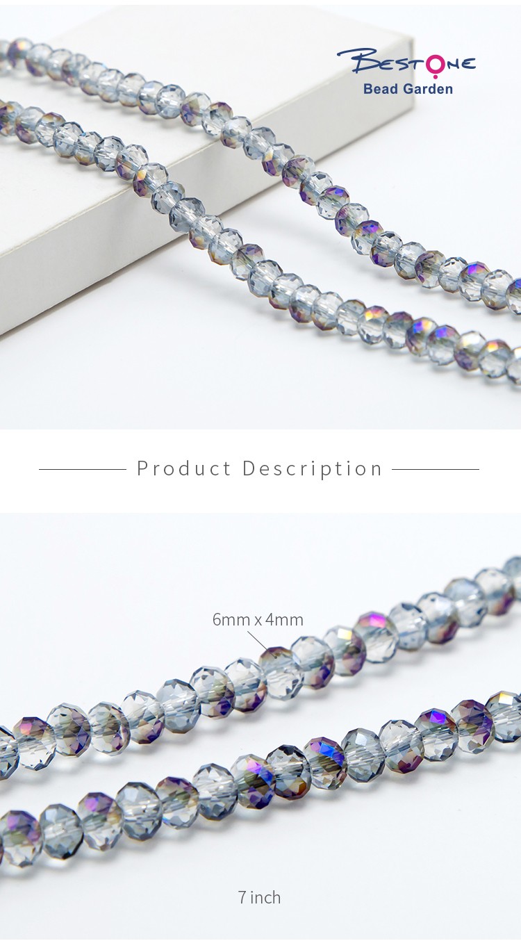 6x4mm Transparent Purple Faceted Rondelle Glass Beads