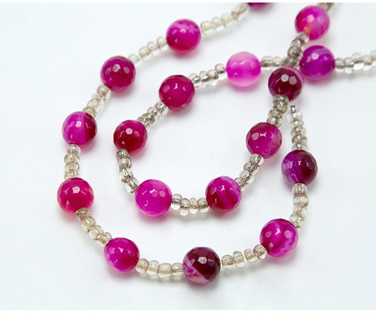 10mm Hot Pink Dyed Agate Faceted Round Beads Gemstone Beads