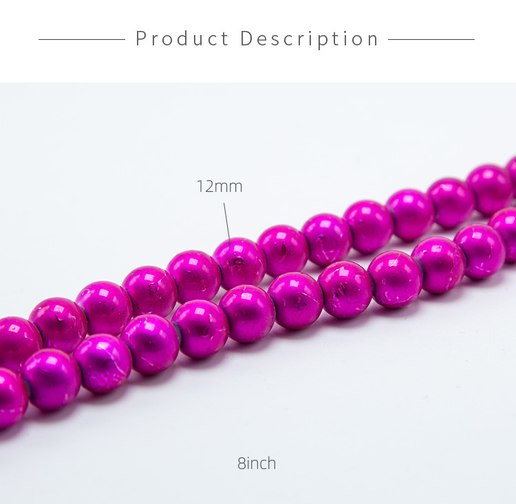 12mm Hot Pink Round Painted Glass Beads