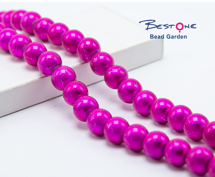 12mm Hot Pink Round Painted Glass Beads