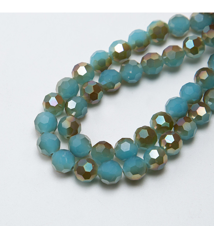 10mm Opaque Blue with Half Gray Plated Faceted Round Glass Beads