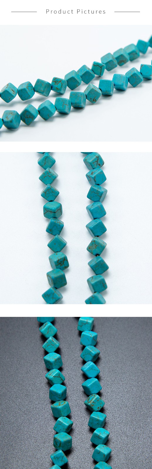 6mm Turquoise Dyed Howlite Cube Beads Gemstone Beads