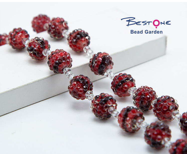 14mm Red Acrylic Rhinestone Beads