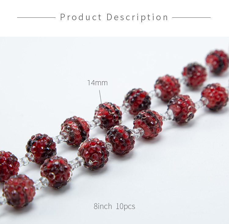 14mm Red Acrylic Rhinestone Beads