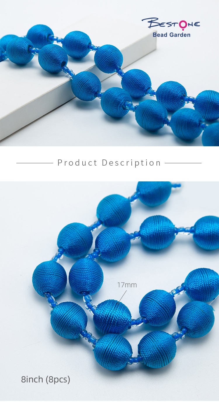 17mm Round Acrylic Beads with Blue Cord Acrylic Beadss