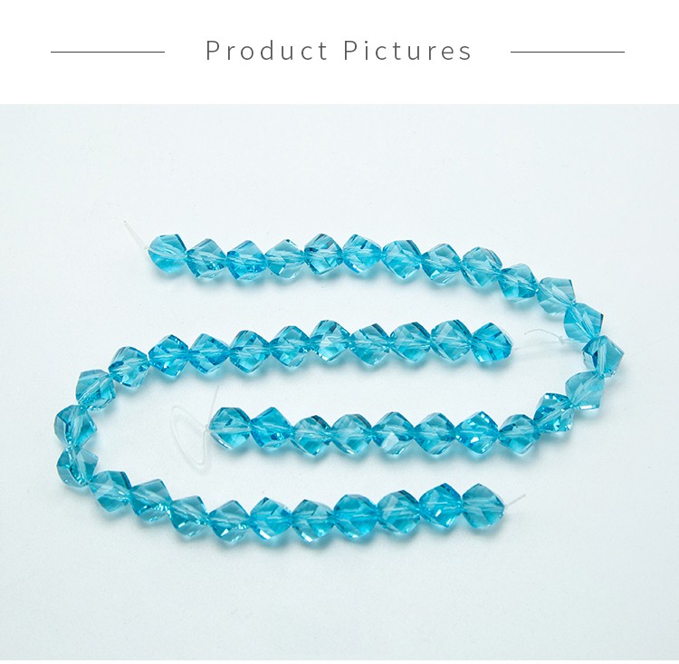 8mm Blue Glass Beads Faceted Twist Beads