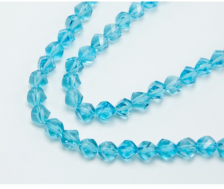 8mm Blue Glass Beads Faceted Twist Beads