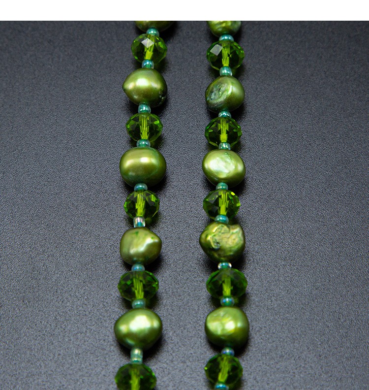 8x6mm Green Faceted Rondelle Glass Beads and Dyed Pearl Bead