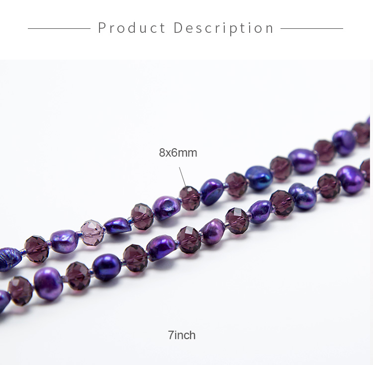 8x6mm Purple Faceted Rondelle Glass Beads and Dyed Pearl Bead