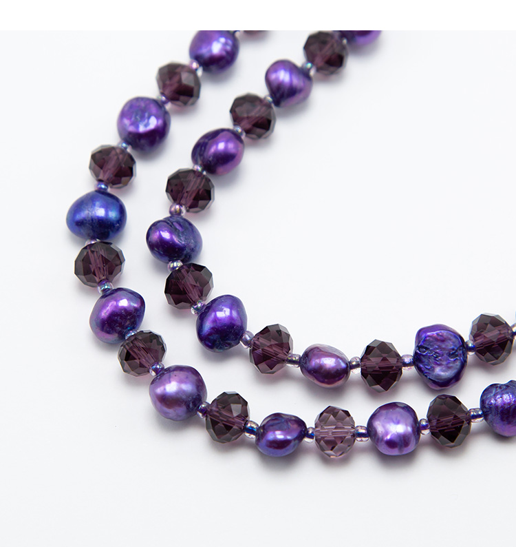 8x6mm Purple Faceted Rondelle Glass Beads and Dyed Pearl Bead