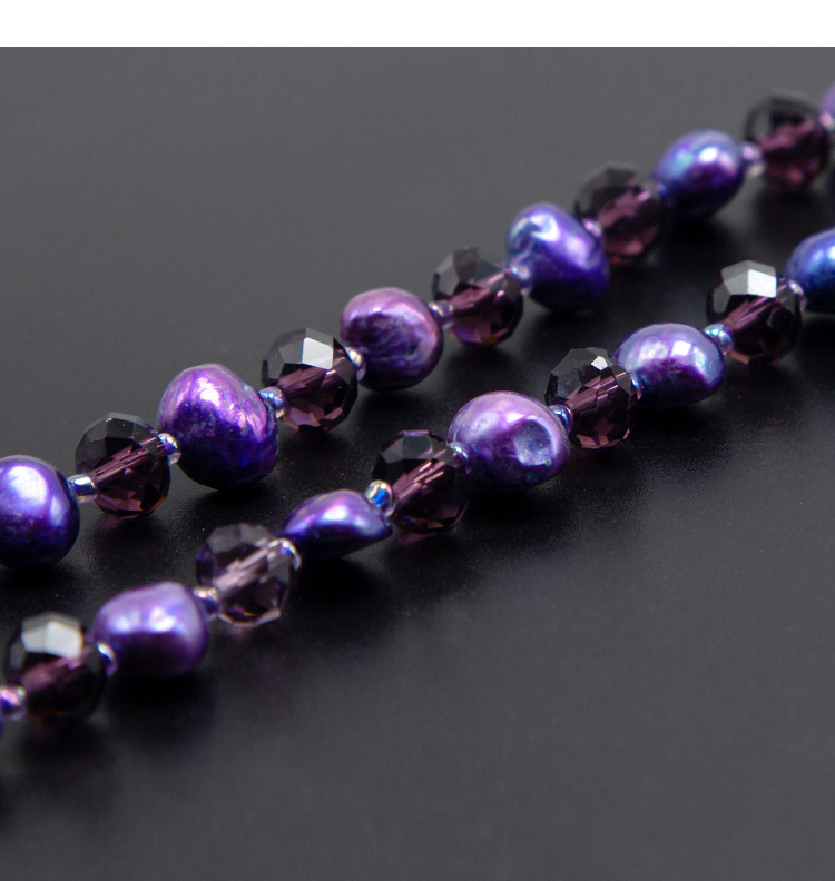 8x6mm Purple Faceted Rondelle Glass Beads and Dyed Pearl Bead