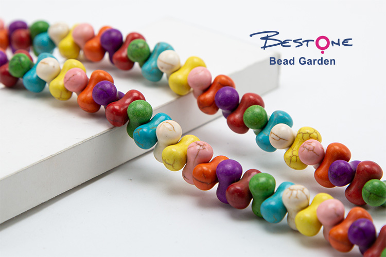 14x8mm Multi Color Dyed Howlite Bone Beads