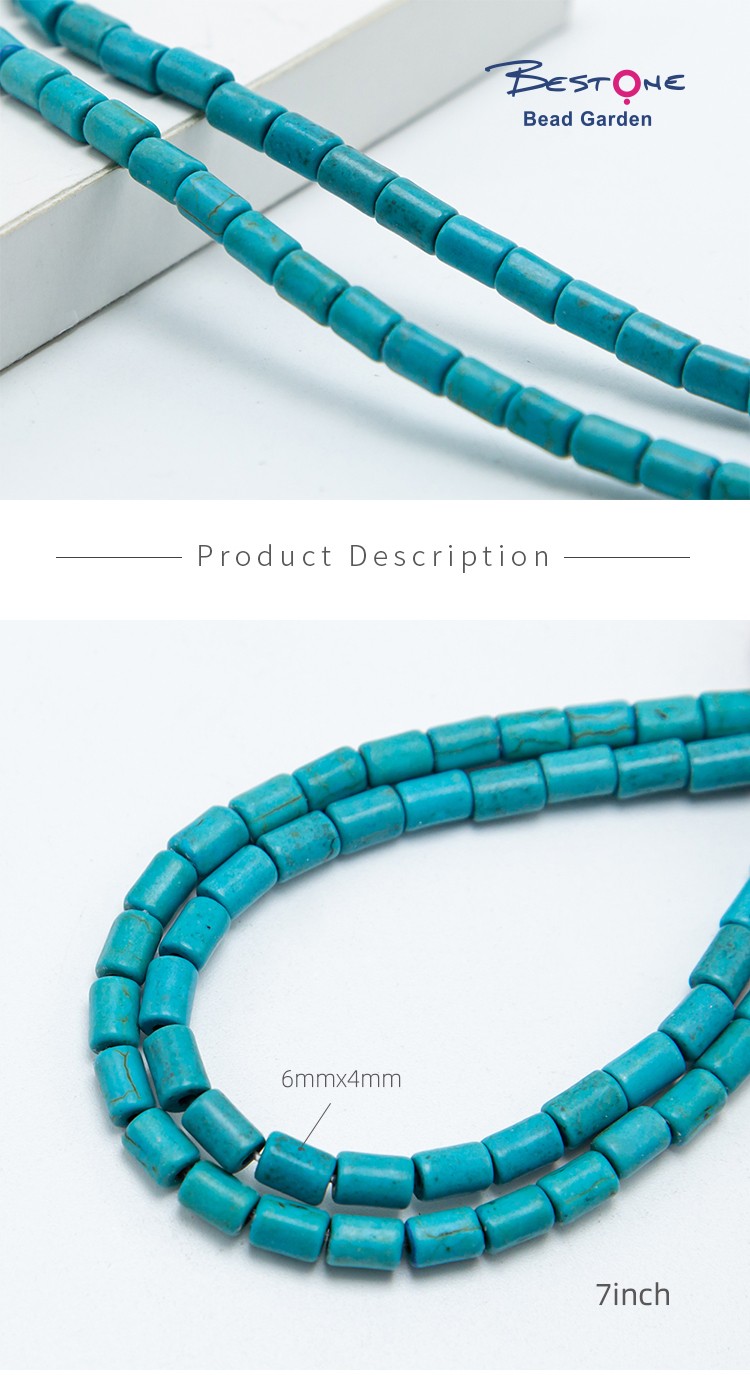 6x4mm Blue Dyed Howlite Tubes