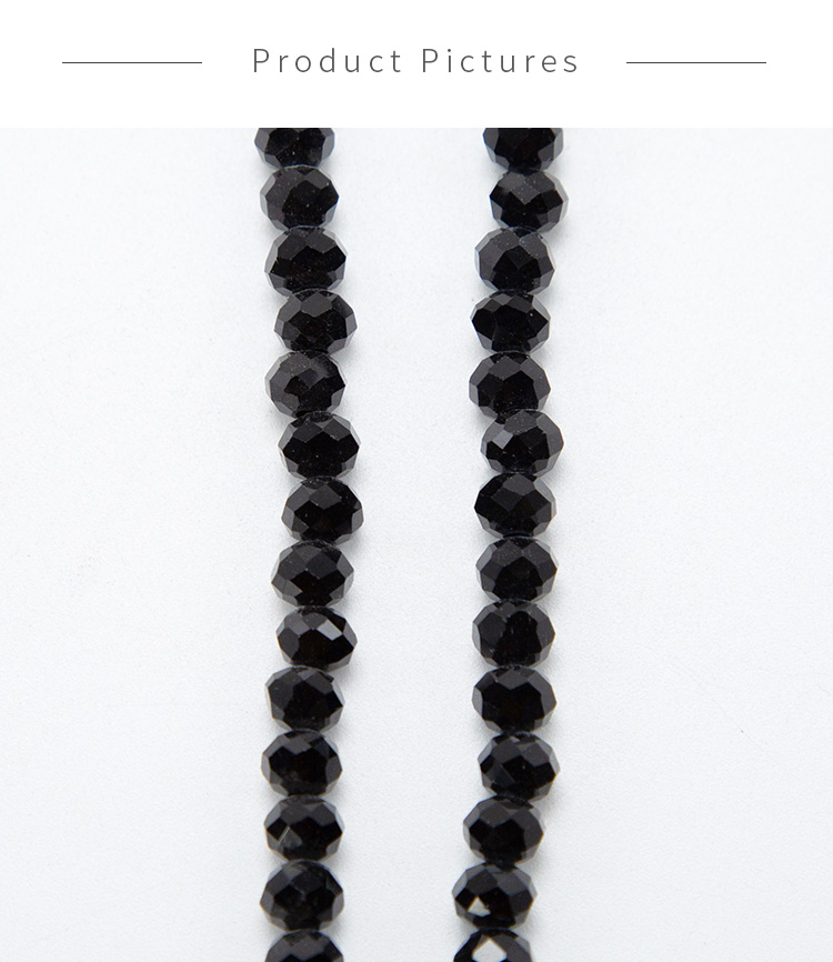 6x4mm Black Faceted Rondelle Glass Bead