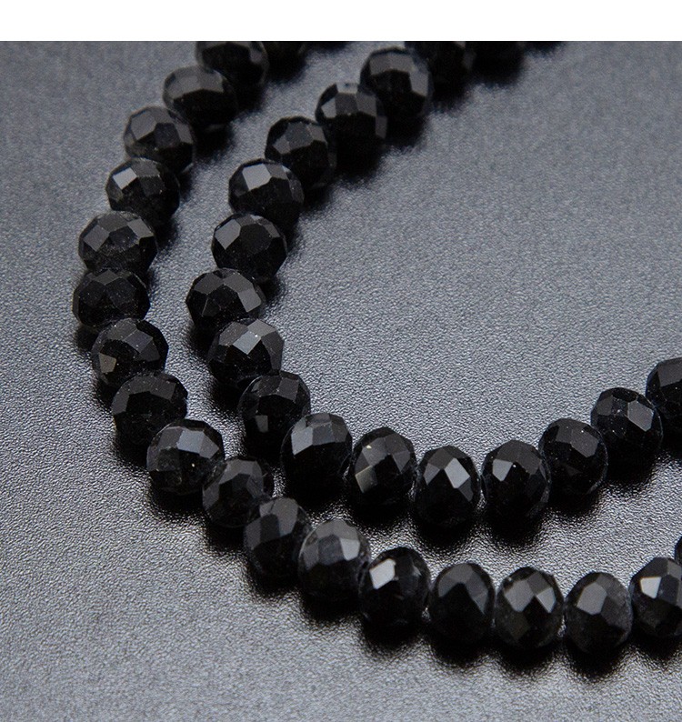 6x4mm Black Faceted Rondelle Glass Bead