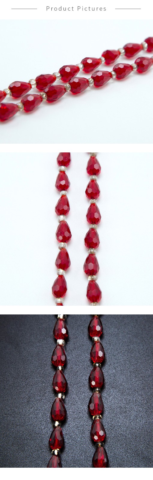 12x8mm Red Glass Beads Faceted Teardrop Bead