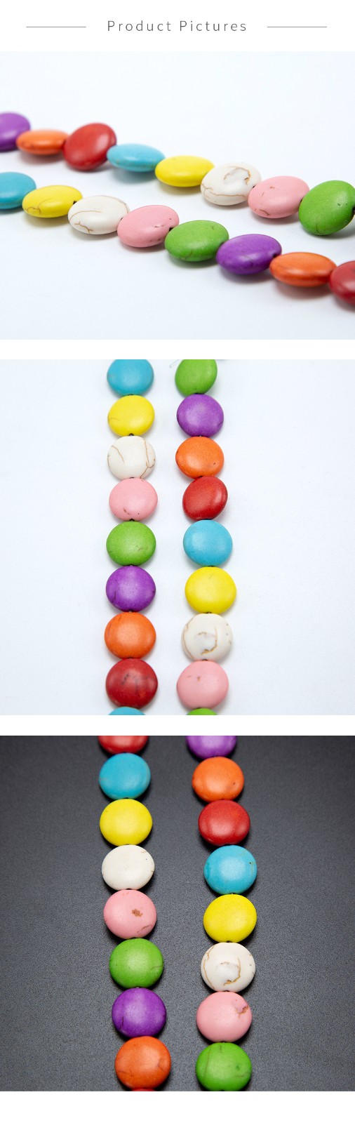 15x5mm Multi Color Dyed Howlite Lentil Bead