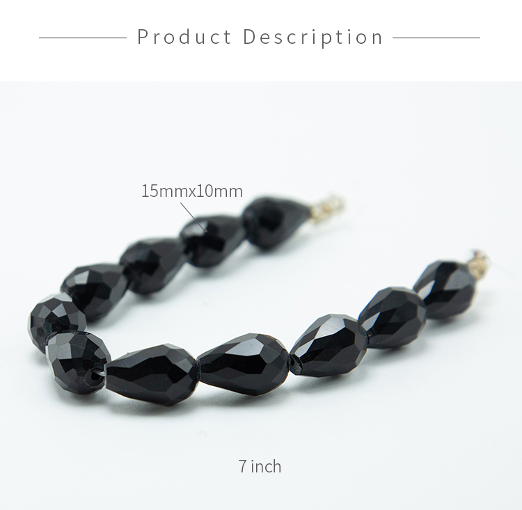 15x10mm Black Glass Beads Faceted Teardrop Bead