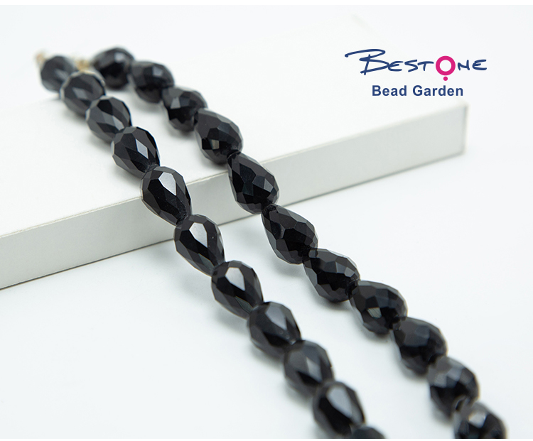 15x10mm Black Glass Beads Faceted Teardrop Bead