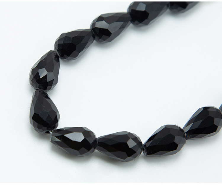 15x10mm Black Glass Beads Faceted Teardrop Bead