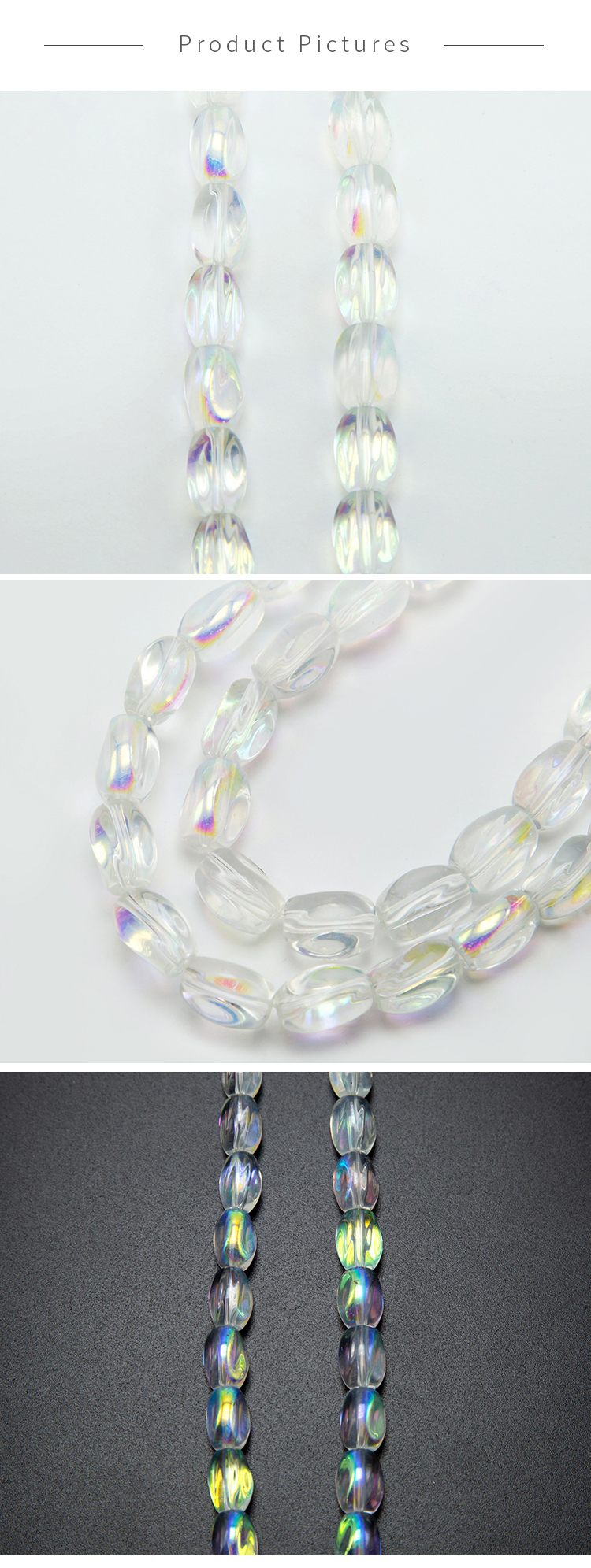 12x7mm Transparent and AB Iris Glass Beads Twist Bead