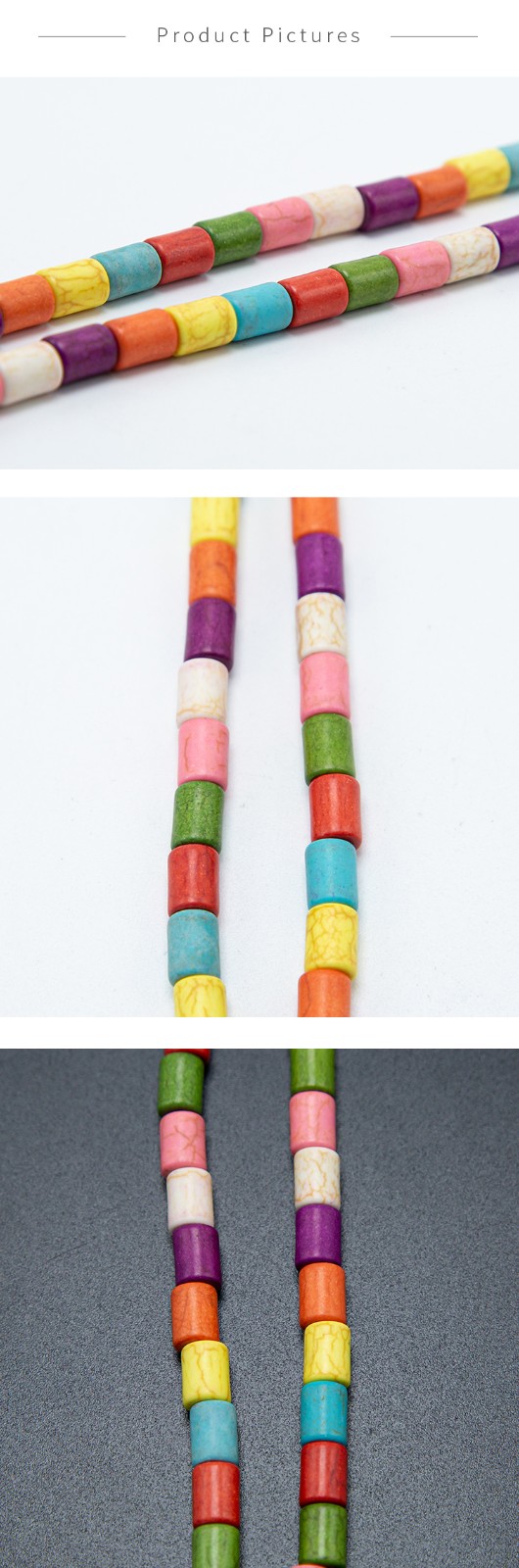 8x6mm Multi Color Dyed Howlite Tubes