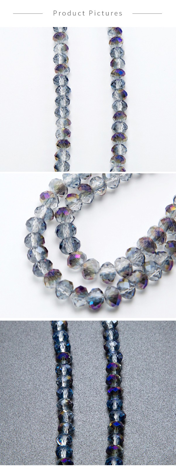 6x4mm Transparent Purple Faceted Rondelle Glass Bead