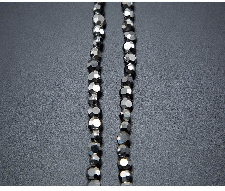 6mm Silver Glass Beads Faceted Lentil Beads
