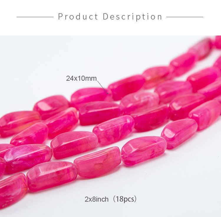 24x10mm Hot Pink Nuggets  Acrylic Bead