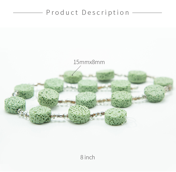 15x8mm Green Lava Lentil Beads