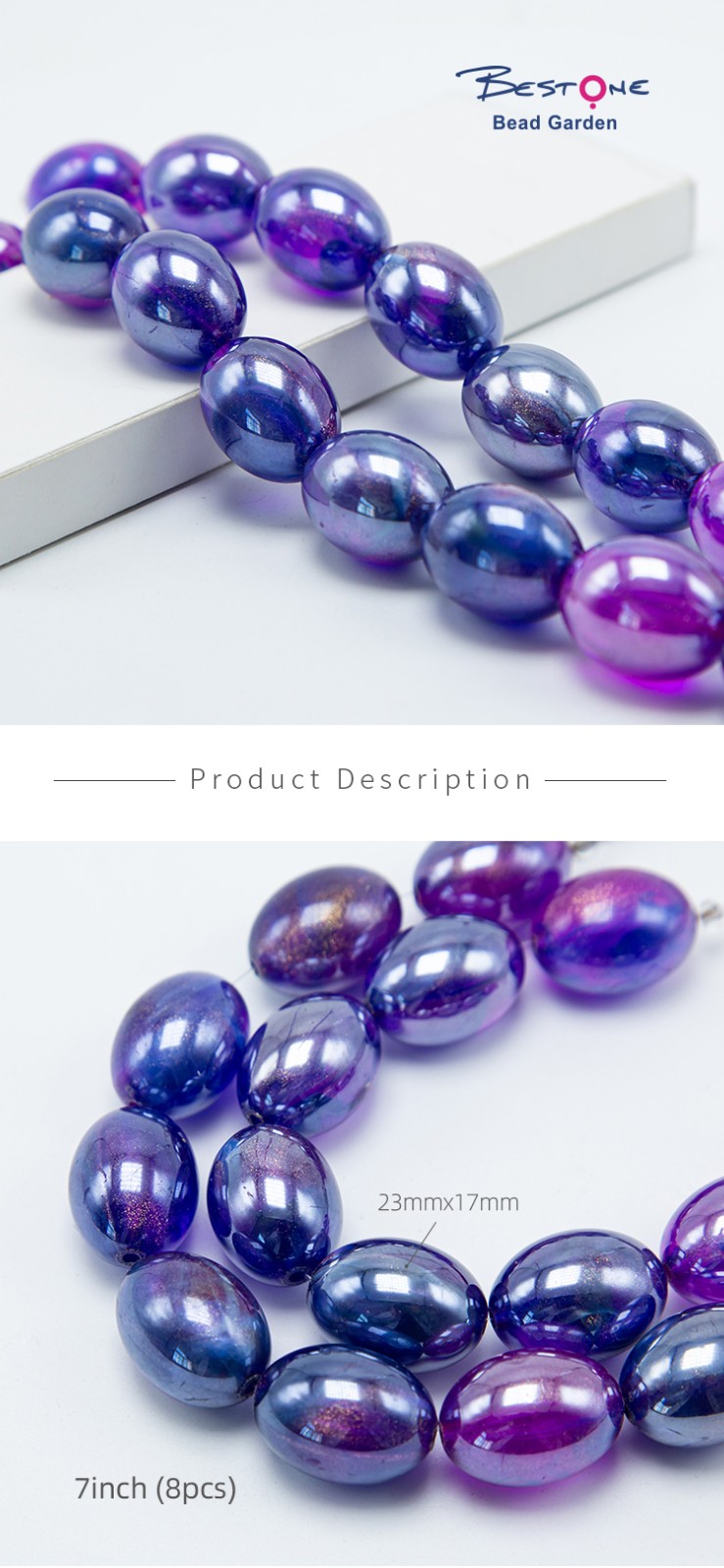 23x17mm Purple Acrylic Oval Bead