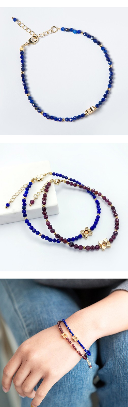 Bestone  3mm Lapis Bracelet