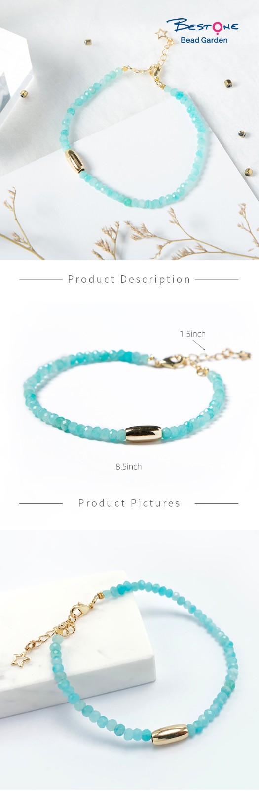 Bestone 3x4mm Amazonite Bracelet