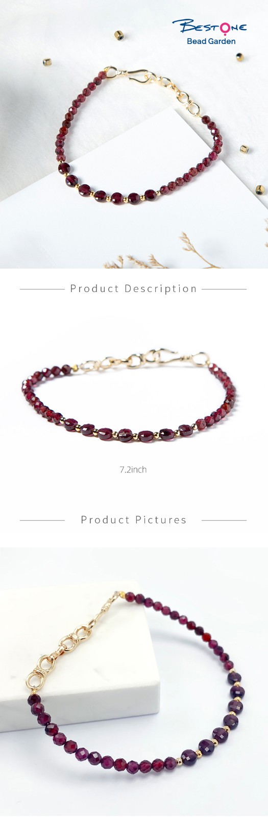 Bestone 3.5mm Garnet Bracelet