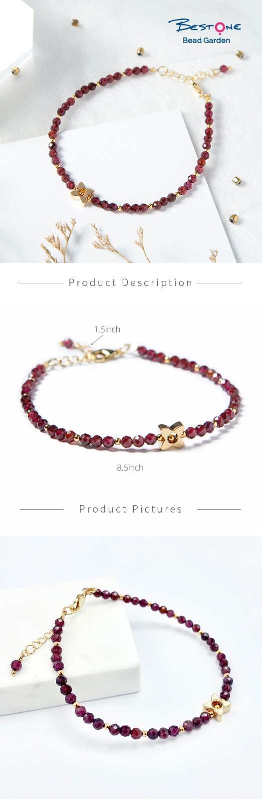 Bestone  3.5mm Garnet Bracelet