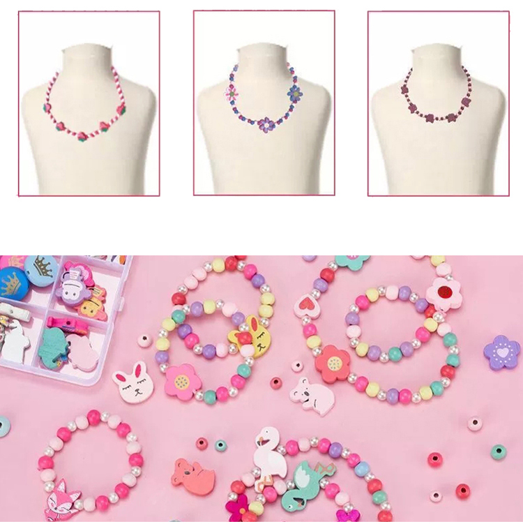 Bestone Hot Selling High Quality DIY Wood Beads Set for Kids Jewelry Making