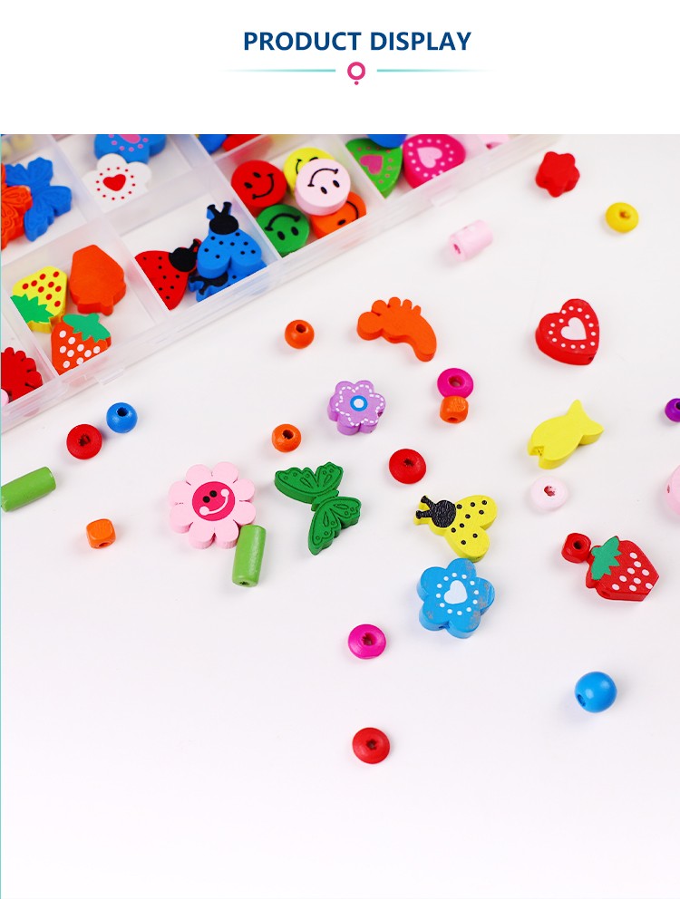 Bestone Fashion Popular Multiple Shapes Wooden Beads Kids Set DIY Jewelry Making