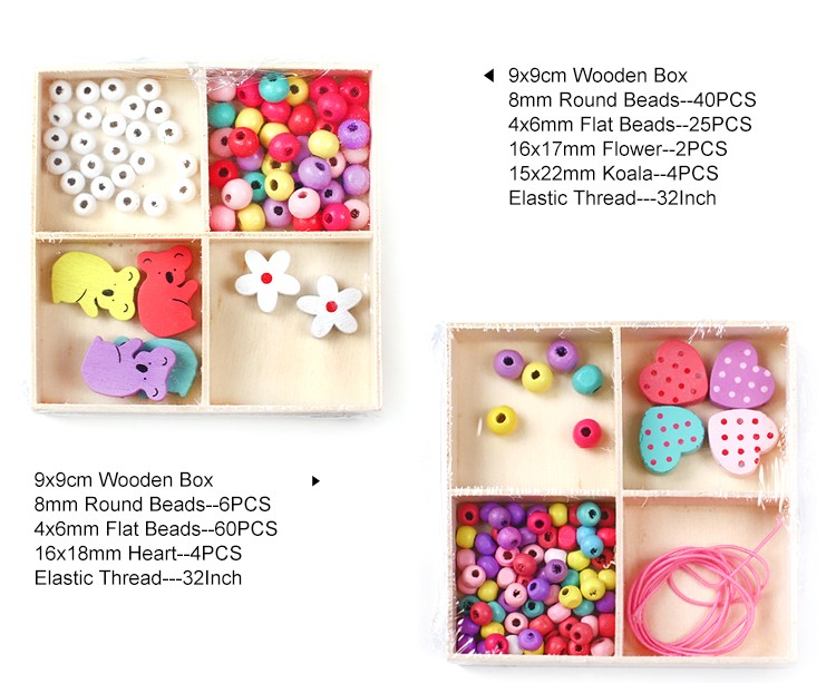 Bestone Wholesale Eco-friendly Handmade DIY Wood Beads Kids Set for Bracelet Making