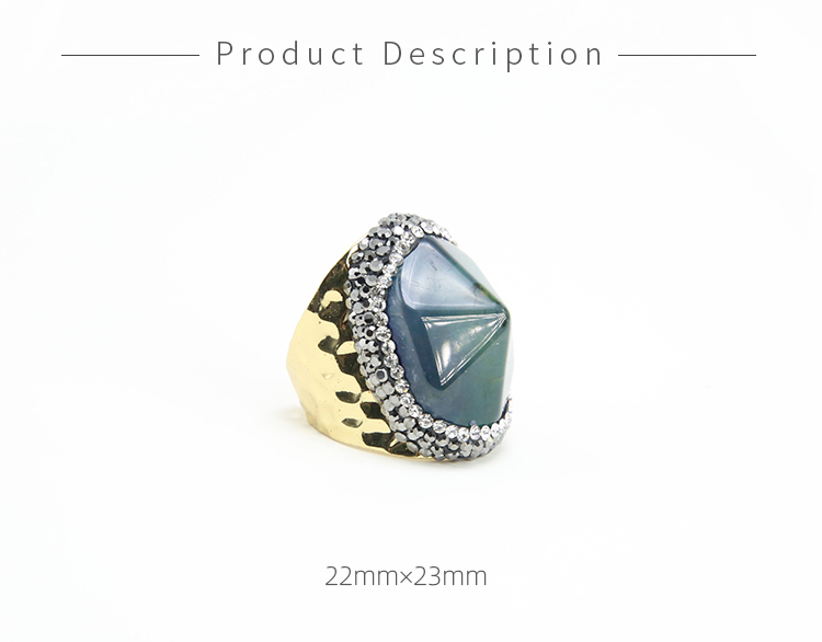 Green Agate Ring Gold Plated