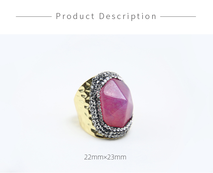 Hot Pink Agate Ring Gold