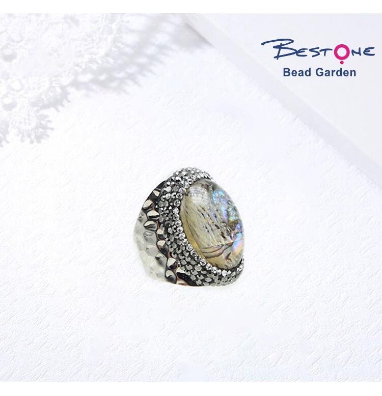 Abalone Shell Ring Imitation Rhodium