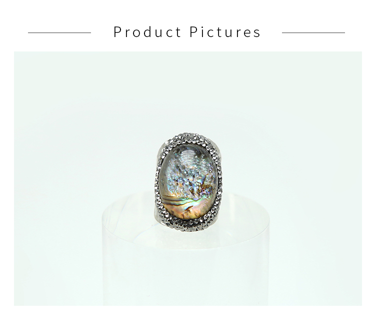 Abalone Shell Ring Imitation Rhodium
