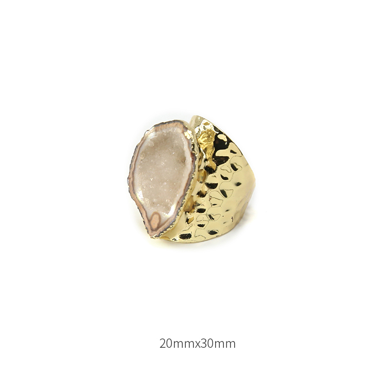 Handmade Natural Agate Druzy Ring