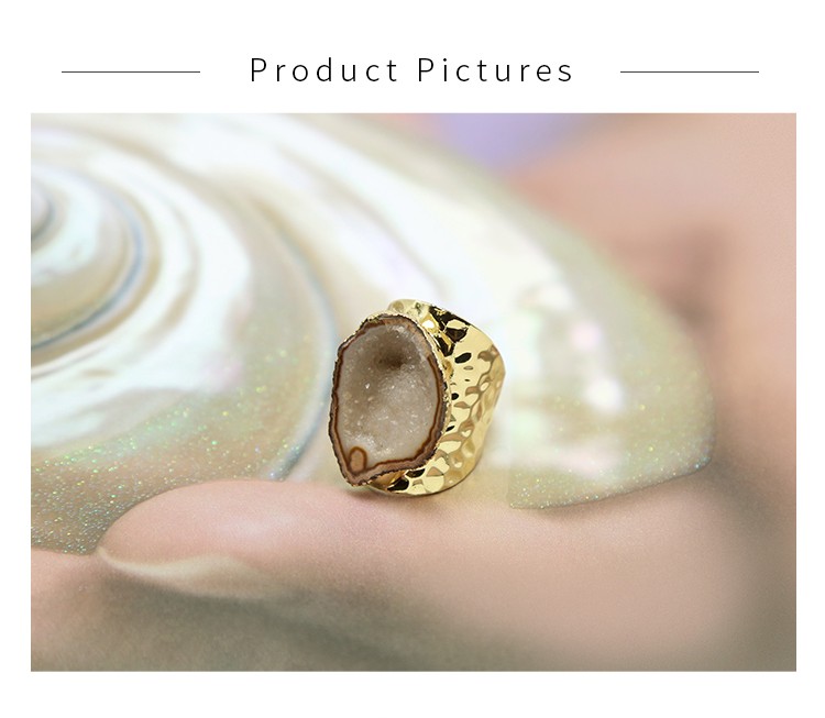 Handmade Natural Agate Druzy Ring