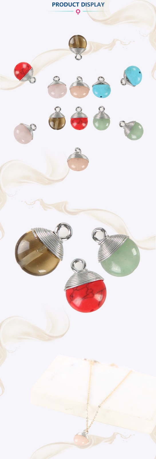 Round Teardrop Shape Pendant Charm for Bracelet