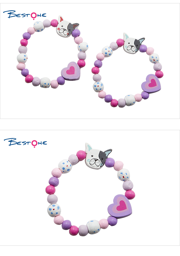 Girls Doggys Wood Bracelets Set