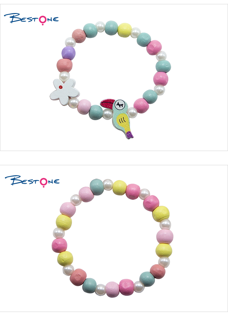 Girls Woodpecker Birds Wood Bracelets Set